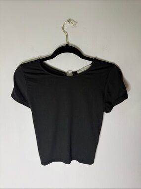 Cloud Dancer Women's Black Crewneck Short Sleeve Open Back Top Medium